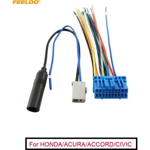 FEELDO 1Set Car Audio Stereo Wiring Harness With Radio Anatenn Jack For HONDA/ACURA/ACCORD/CIVIC/CRV Factory OEM Radio CD #3092