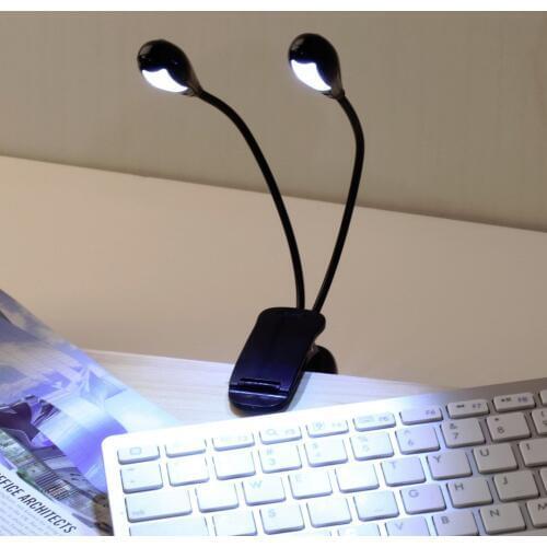 Hot Fashion Adjustable Goosenecks 2 Dual Flexible Arms 4 LED Clip-on Light Lamp for Piano Music Stand Book