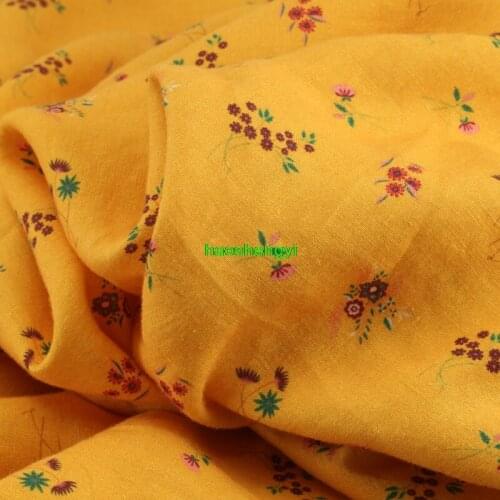 Brand original style ginger yellow printed high-count high-density linen fabric