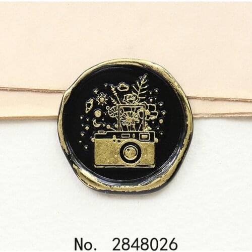 Camera with Flower wax Seal Stamp,Party Seal Stamp Kit invitation seal,gift envelope packing seal,Camera seal stamp,Floral stamp