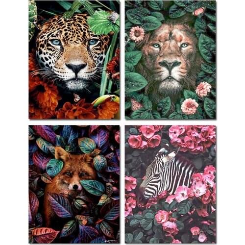 GATYZTORY Painting By Numbers Animals Drawing On Canvas Lion Tiger Oil Painting DIY Kits Home Decor Framed