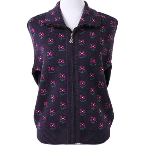 Middle-Aged Elderly Grandma Cashmere Sweaters New 2021Spring Autumn Womens Knitted Sweater Cardigan Coat Female Tops Zipper