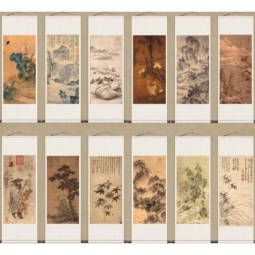 Chinese Painting Home Decor Culture Ming Dynasty Famous Antique Scroll Painting Office Landscape Flowers Calligraphy Painting