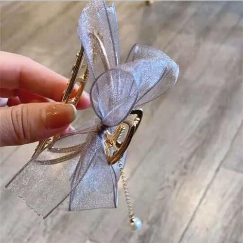 Korean Imitation Pearl Bow Hair Accessories Hair Claws Barrettes Girls Back Hair Clip Big Hair Clip Shark Clip hair accessories