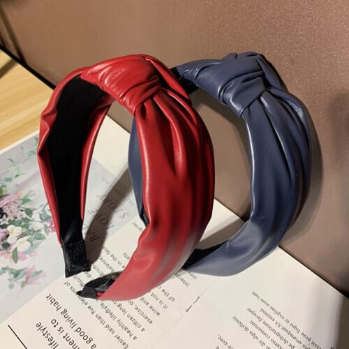 Leather Knot Hairband Colored Headband for Women Girls Hair Accessories