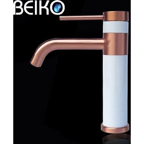 Matte Creative Design Basin Faucet Brushed Gold Bathroom Lavatory Sink Hot and Cold Mixer Faucet Deck Mounted Cold Hot Water Tap