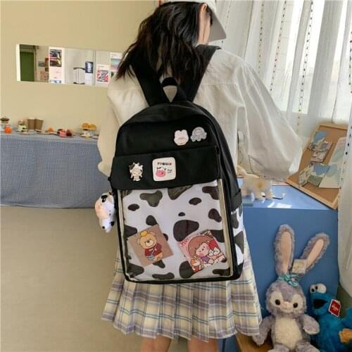 Fashion Womens Bookpacks Summer New Nylon Cow Stripes School Bag For Girls Waterproof Large Capacity Travel Backpacks Mochila