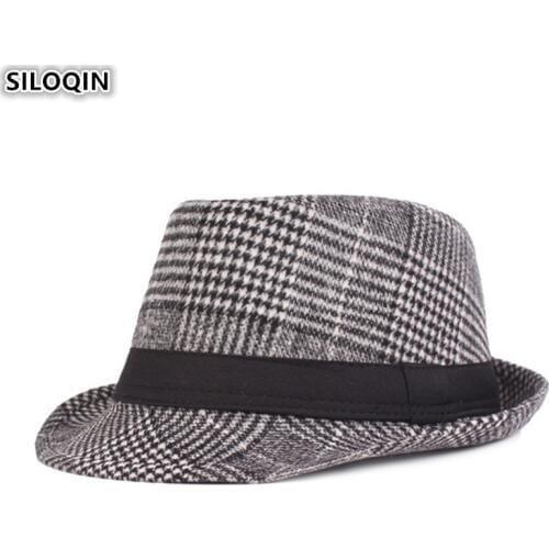SILOQIN British Fashion Retro Mens Fedoras Hat New Winter Thick Warm Jazz Hats For Men Middle-aged Dad Snapback Cap Winter Caps