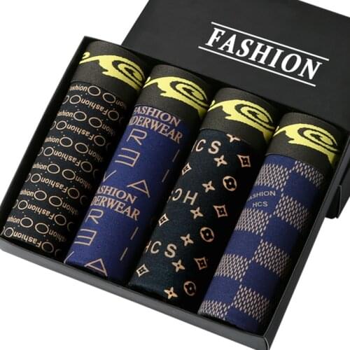 Mens Underwear Cotton Boxer Middle Waist Antibacterial Printing Large Size Youth Boxer Shorts Mens Pants