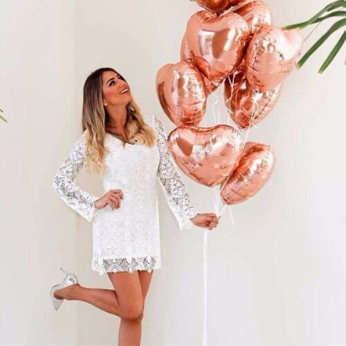 3pcs Rose Gold Foil Heart Star Confetti Balloons Set Wedding Birthday Hen Party Decor