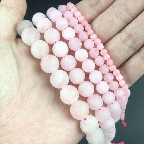 Natural Matte Pink Quartz Beads Round Loose Stone Beads For Jewelry Making DIY Bracelet Necklace Accessories 15'' 4/6/8/10/12mm