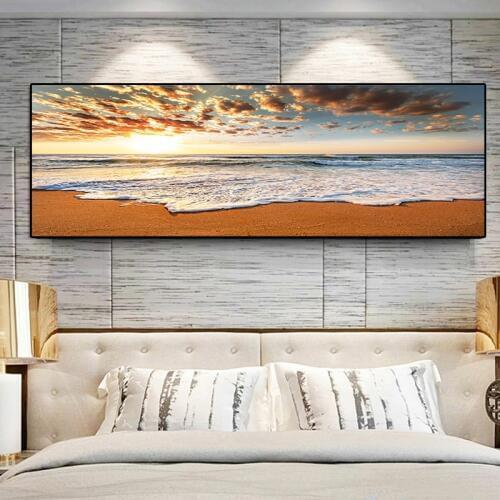 Natural Beach Sunsets Landscape Cuadros Posters and Prints Canvas Painting Panorama Scandinavian Wall Art for Living Room Decor
