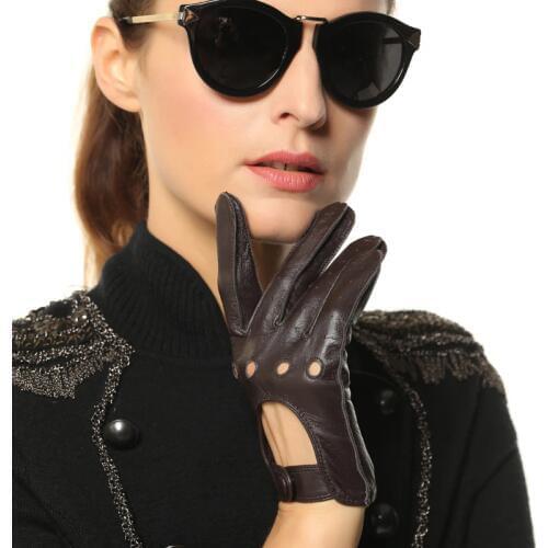 2018 NEW Fashion Women Sheepskin Gloves Genuine Leather Thin Breathable Elegant Lady Five Fingers Driving Glove L117W-5