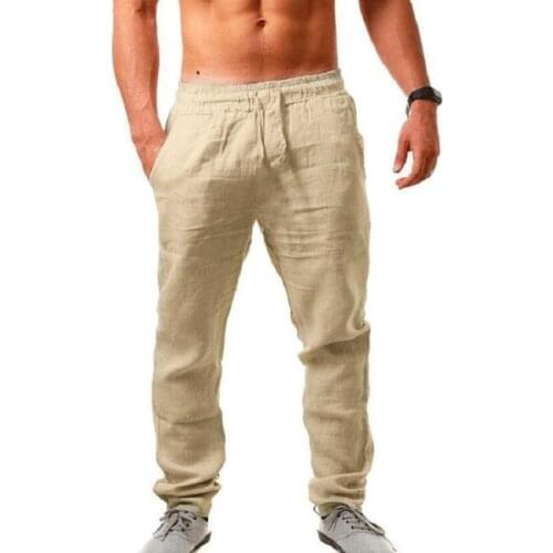 Solid Color Linen Trousers Fitness Streetwear S-3Xl 2021New Mens Cotton Linen Pants Male Autumn New Breathable