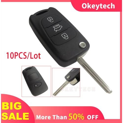 OkeyTech 10PCS/Lot 3Buttons Flip Car Remote Key Shell Fob For Hyundai For Kia Rio 3 Picanto Ceed Cerato Sportage K2 K3 K5 Soul