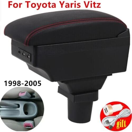 Armrest Arm Rest For Toyota Yaris Vitz Hatchback 1998-2005 Centre Console Storage Box with USB LED