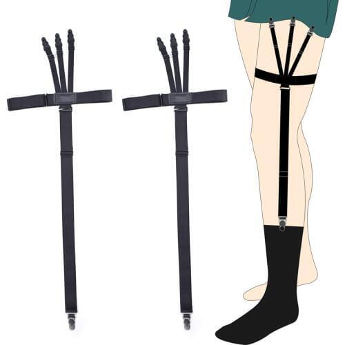 Mans Garters Suspenders Shirt Stays Skirt Holder Gentlemans Leg Suspenders Gourd Buckle Elastic Uniform Strap black color