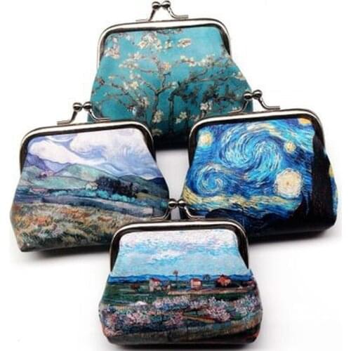 Retro Creative Printing Ladies Purse Student Buckle Coin Dumplings Small Wallet Wedding Candy Bag Gift