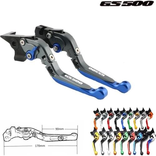 With Logo Black+Titanium CNC Adjustable Motorcycle Brake Clutch Lever For Suzuki GS500 GS 500 1989-2008 2003 2004 2005 2006 2007