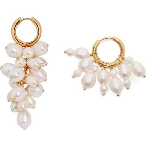 Lovely european natural real freshwater pearl stainless steel hoop Earrings For Women 2021 Trend Vintage Hanging Earring Fashion