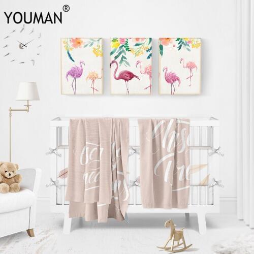 Nordic Small Fresh Flamingo Modern 3D Canvas Painting Art Poster Print Art Wall Picture Living Childrens Room Frameless Poster