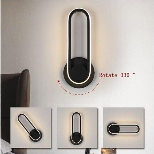 Modern Simple Wall Lamp Acrylic Iron Wall Sconce Bedroom Bedside Livingroom 330° Rotating Wall LED Light 220V White Black Gold