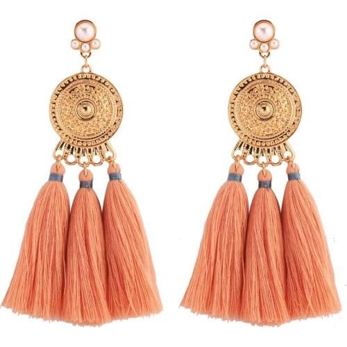 Trendy exaggerated multi layer earrings with alloy handmade tassel earrings simple bohemian earrings for party girls