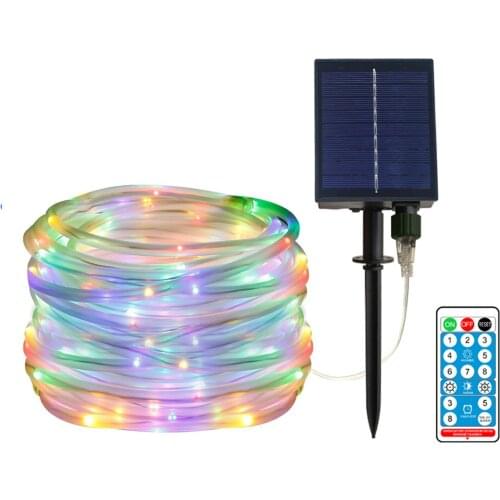 40ft/100leds Solar Powered LED String Lights Remote Control 8Modes Copper Wire Christmas Lights Waterproof Fairy String Lamp