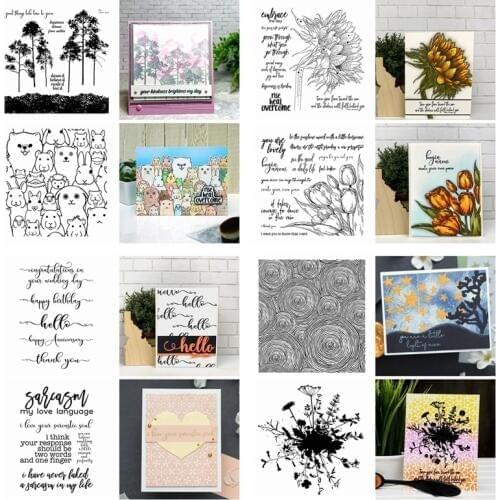 Tulip Flower Forest Animals Hello Starry Sky Background Clear Silicone Stamp Crafts Card Make Scrapbook DIY New Stamp 2020