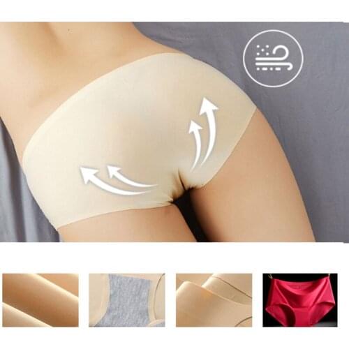 WHPC 3 Piece/Lot Seamless Panties Womens Solid Silk Panties Skin-friendly Female Underwear Lady Briefs Woman Knickers Underpant