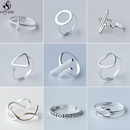 Oly2u Open Round Wave Rings for Women Punk Jewelry Simple Heart Ring anillos Geometric Heartbeat Ringen Girls Anel Accessories
