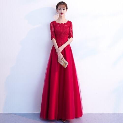 2019 Fashion Spring Summer Red Long Evening Dress A Line Elegant Womens Evening Dresses Plus Size