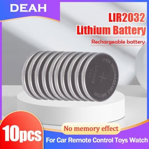 10PCS LIR2032 LIR 2032 3.6V Lithium Rechargeable Battery For Remote Control Motherboard Button Batteries Replaces CR2032 ML2032