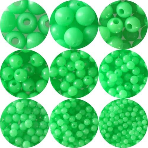 100pcs/lot 3mm-14mm Luminous Round Fishing Space Beans Stops Soft Fishing Beads Stopper Soft Rubber Rig Hooks Lure Accessories