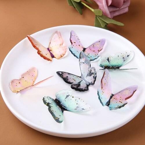 Min order 20pcs/lot color epoxy animals cartoon butterfly shape beads without holes diy jewelry hair/garment accessory
