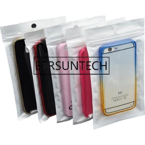 2000pcs 11cm*19cm White Clear Self Seal Zipper Plastic Retail Packaging Bag With Hang Hole For Phone Case Cover