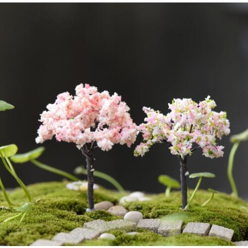 APRICOT 1piece Artificial Cherry blossoms Tree Garden Home Houses Decoration Mini Craft Micro Landscaping Decor DIY Accessories
