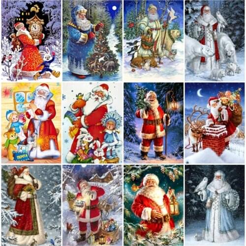 5D DIY Diamond Embroidery by Number Christmas Pictures Of Rhinestones Diamond Painting Full Square Santa Claus Holiday Art Gifts