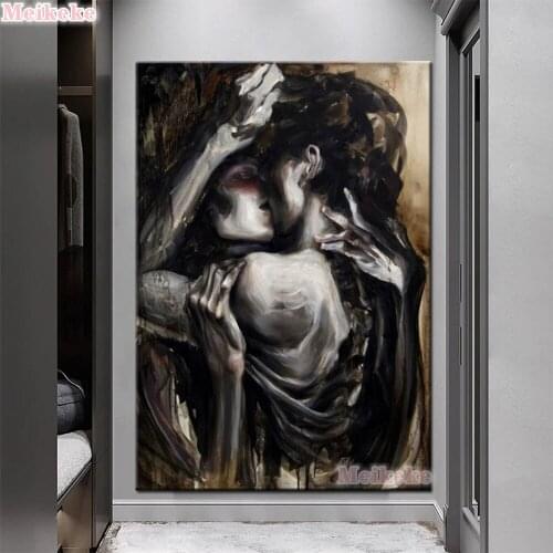 Diamond Painting Black Lover Fantasy Art,Cross Stitch DIY Diamond Mosaic Embroidery Crystal Rhinestone Couple Art Crafts