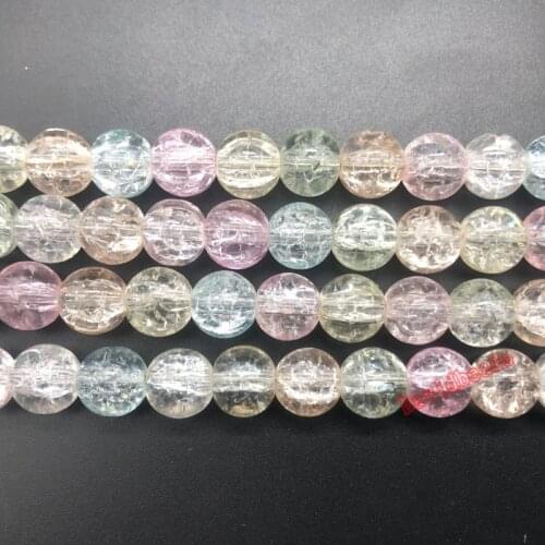 Wholesale mixed color White Snow Cracked Crystal Glass Stone Beads For Jewelry Making DIY Bracelet Necklace 8mm