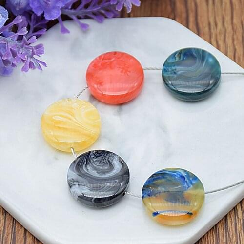 New style 50pcs/lot 20mm color print geometry rounds shape Straight hole resin beads diy jewelry bracelet/earring accessory