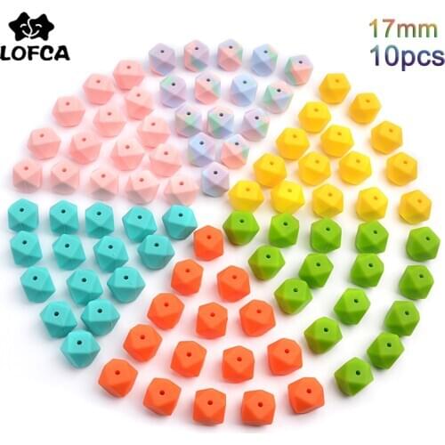 LOFCA 10pcs 17mm Hexagon Silicone Beads for DIY Teething Necklace Pendant Silicone Teething Beads Food Grade Teething Beads