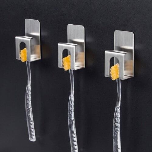 Household Stainless Steel Wall Mount Self-adhesive Toothbrush Holder Cup Rack High-Quality and Durable