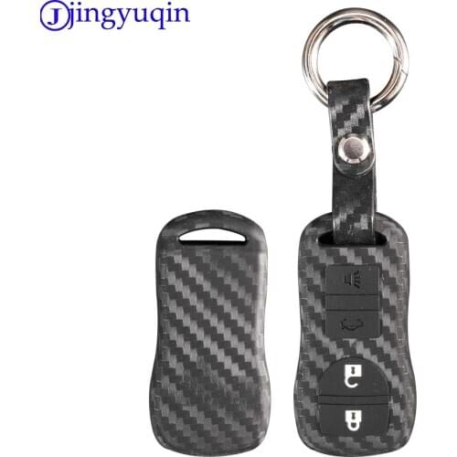 Jingyuqin 2/3/4 Buttons For Nissan Armada Sentra 350Z Altima Maxima Infiniti Car Key Holder Case Cover Carbon Fiber Patten