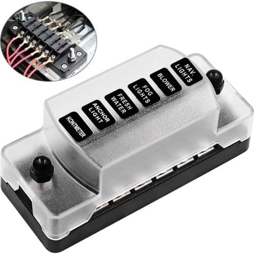 1set 6-Way Auto Blade Fuse Holder Box Block Case Electric with 4 Screws for Car Truck Vehicle Boat Motorhome Marine Waterproof