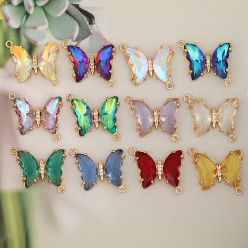 HAOSAW 6Pcs 21*18MM Jewelry Accessories/Butterfly Shape/Earrings Pendants/CZ Charms/Connectors/Jewelry Findings & Components