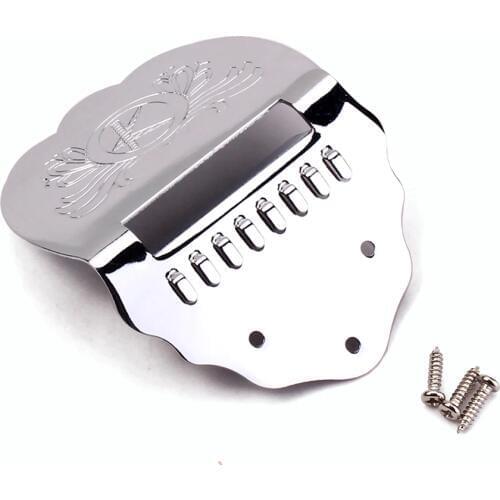 Mandolin Chrome Tailpiece With 3pc Screws FOR Mandolin Replacement