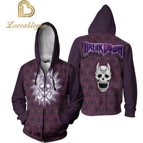 New Anime JoJo Bizarre Adventure Kira Yoshikage Killer Cosplay Costumes Hoodies Hooded Zipper Sweatshirt Jacket Coat Sportswear