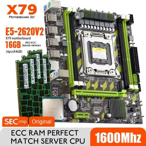 Atermiter X79 X79G Motherboard LGA2011Combos E5-2620 V2 E5 2620 V2 CPU 4pcs x 4GB = 16GB DDR3 Heat Sink RAM 1600Mhz PC3 12800R
