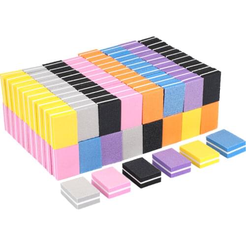 100pcs Mini Nail Buffer Block Sponge Small Nail File Sanding Sandpaper Nail Polish Polisher Nail Art Files Double Side Manicure